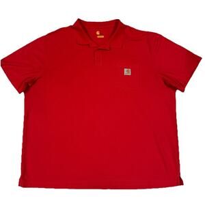 Carhartt Shirt Mens Size 3XL Tall Red Short Sleeve Pocket Polo Pique Performance